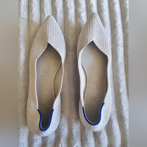 Rothy's Sz 9 The Point Rothys White Salt Honeycomb Pointed Slip On Shoes - Picture 1 of 8